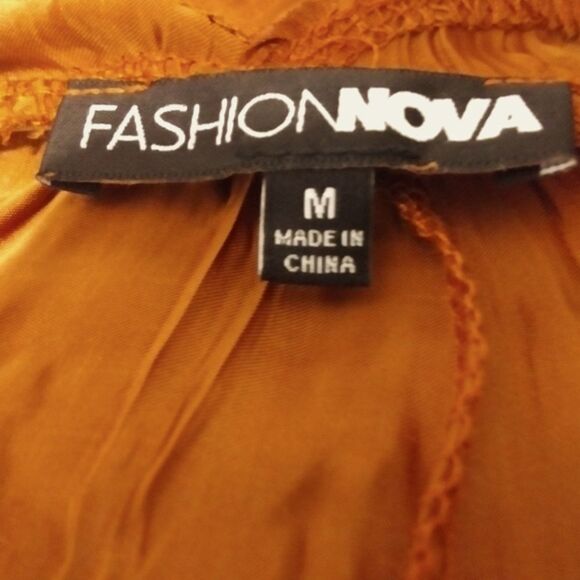 Fashion Nova Jumpsuit Seleste Satin Halter Backless Silky Soft Wide Leg Copper M - Picture 5 of 11